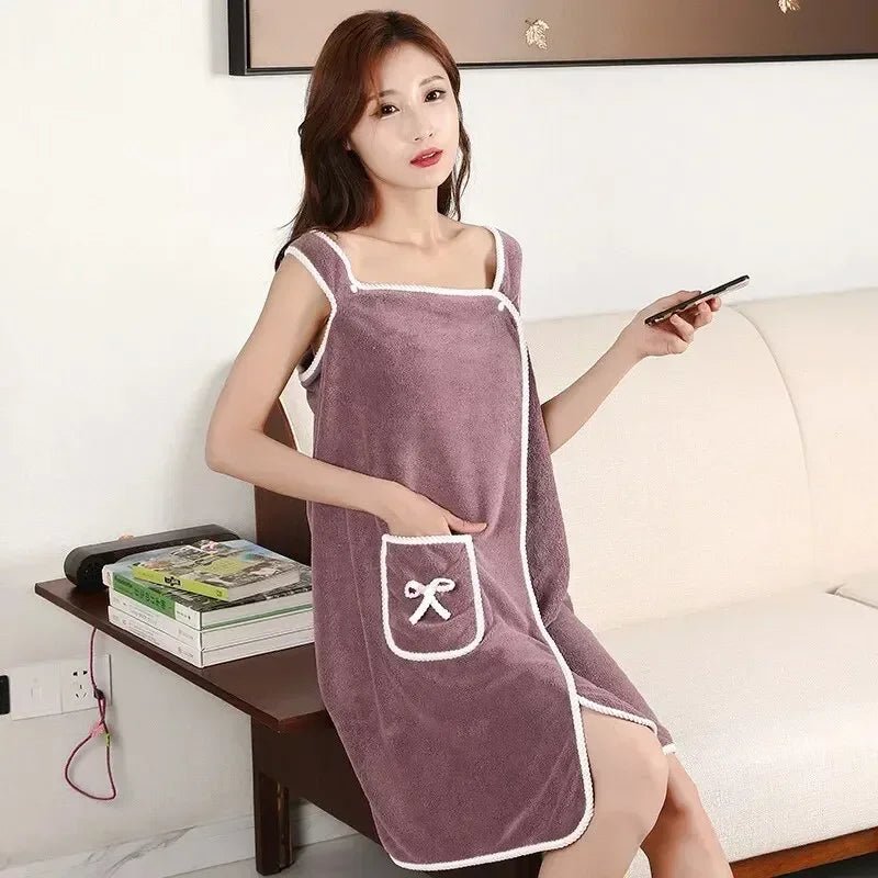 “Women’s Wearable Bath Towel – Fast - Drying 140×85cm Bathrobe for Shower, Spa, Gym, and Beach” - RELUX.STORE