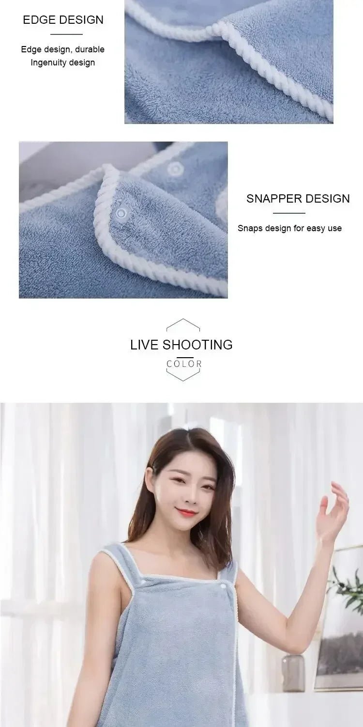 “Women’s Wearable Bath Towel – Fast - Drying 140×85cm Bathrobe for Shower, Spa, Gym, and Beach” - RELUX.STORE