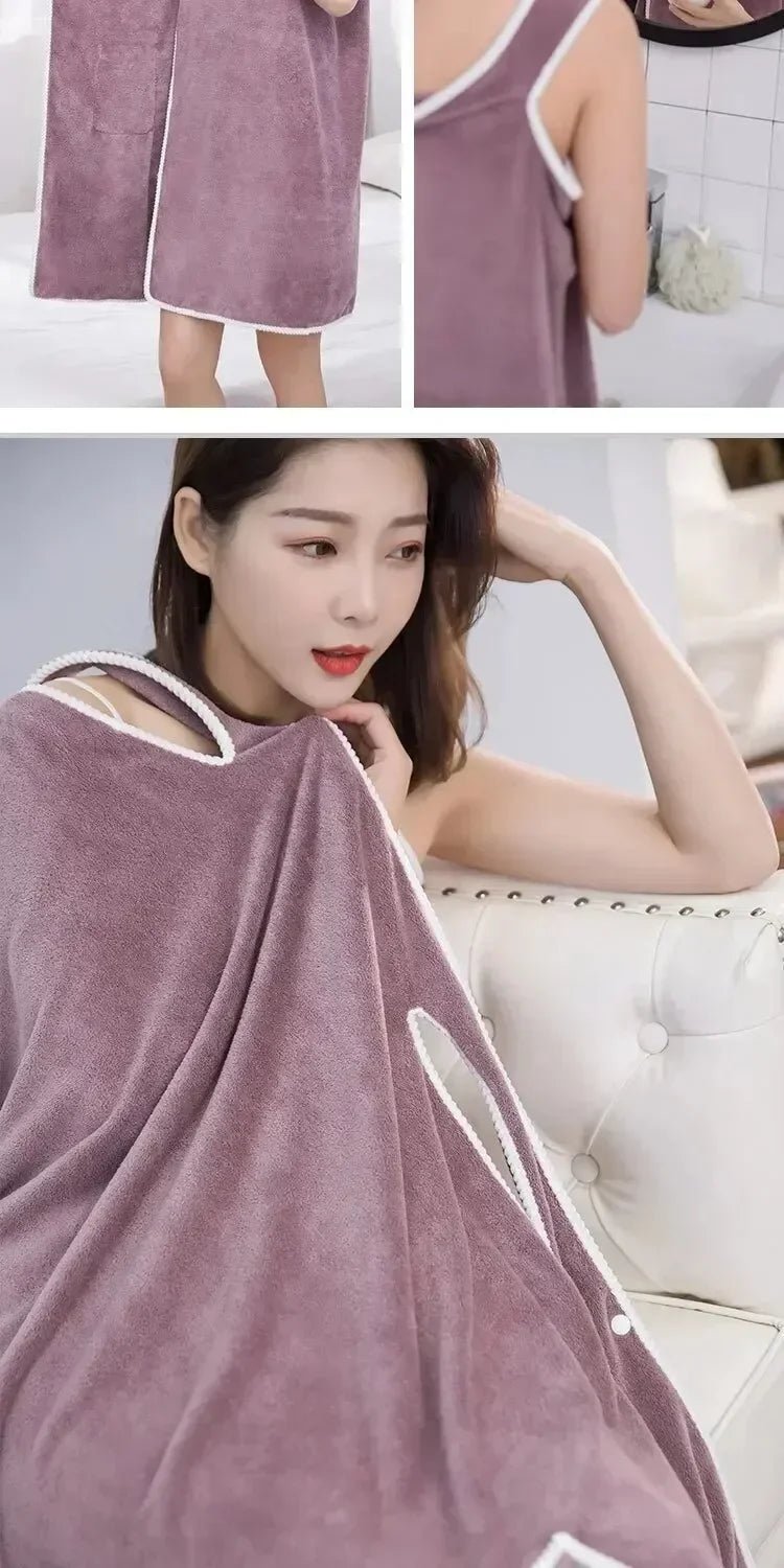 “Women’s Wearable Bath Towel – Fast - Drying 140×85cm Bathrobe for Shower, Spa, Gym, and Beach” - RELUX.STORE
