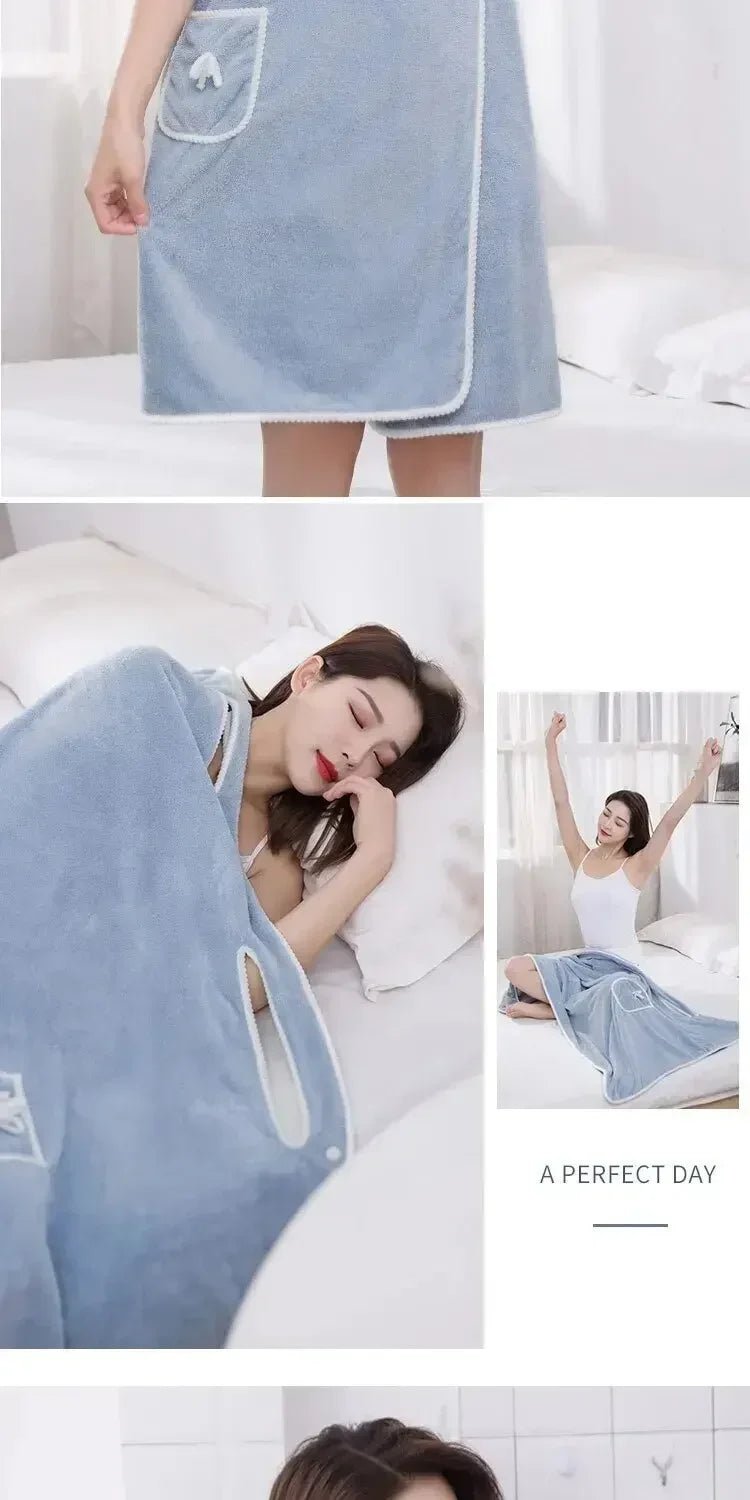 “Women’s Wearable Bath Towel – Fast - Drying 140×85cm Bathrobe for Shower, Spa, Gym, and Beach” - RELUX.STORE