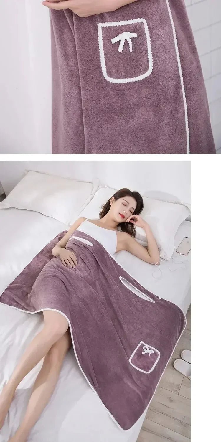 “Women’s Wearable Bath Towel – Fast - Drying 140×85cm Bathrobe for Shower, Spa, Gym, and Beach” - RELUX.STORE