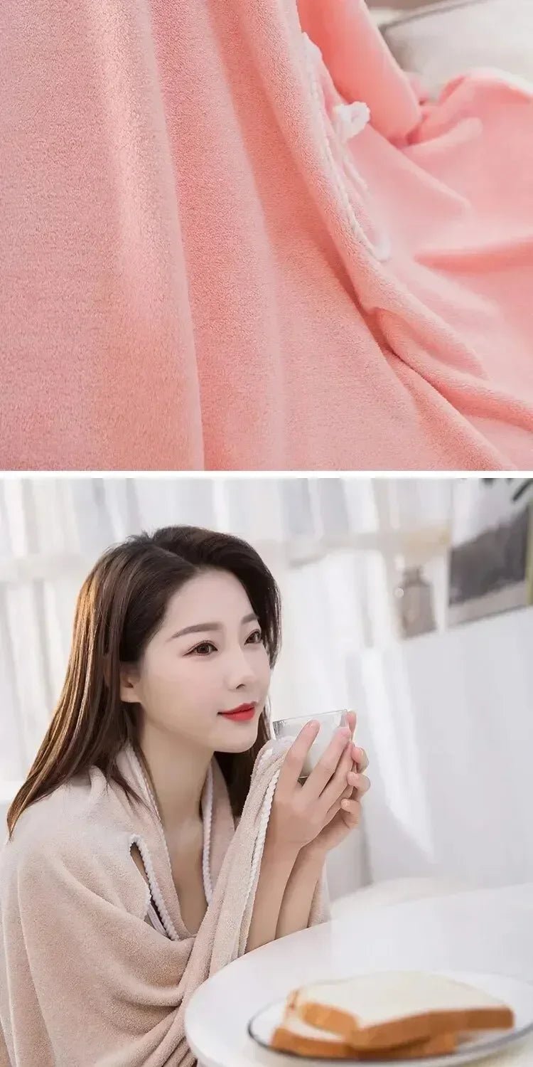“Women’s Wearable Bath Towel – Fast - Drying 140×85cm Bathrobe for Shower, Spa, Gym, and Beach” - RELUX.STORE