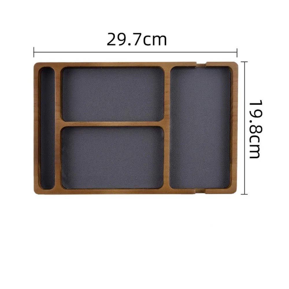 Wooden Office Desktop Storage Box with Solid Wood Grid for Glasses Mobile Phone Earphones and Sundries Wooden Storage Tray - RELUX.STORE