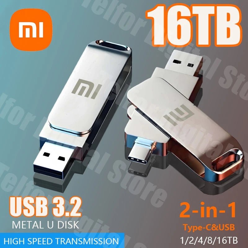Xiaomi 16TB Flash Drive USB 3.2 High Speed USB Transfer Type - c 2 - In - 1 8TB 16TB OTG Pendrive Waterproof Flash Disk For Computer - RELUX.STORE