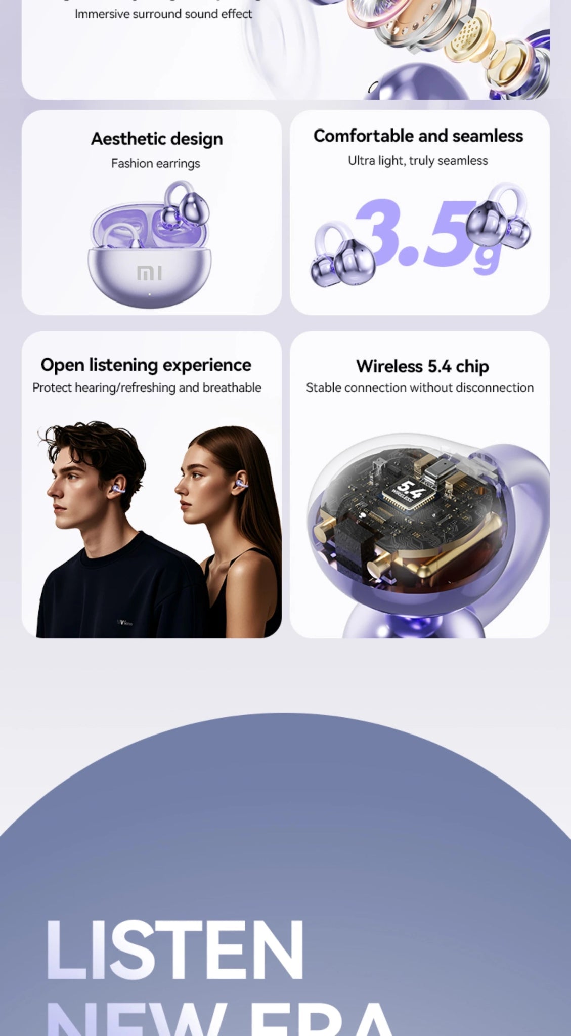 XIAOMI M91 Wireless Earbuds – Open - Ear Clip Sports Earphones with Bluetooth 5.4, ENC Noise Cancelling & Microphone - RELUX.STORE