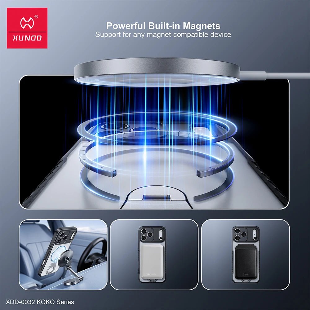 "Xundd Magnetic Case for iPhone 17 / 17 Pro / 17 Pro Max / 17 Air – 360° Fully Adjustable Kickstand, Matte Transparent Phone Case" - RELUX.STORE