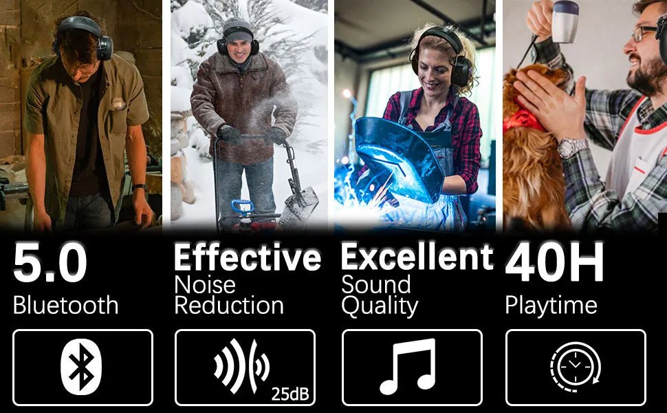 ZOHAN 5.0 Bluetooth Electronic Earmuff Headphones – Hearing Protection Headset with Noise Reduction, Music Playback & Rechargeable Battery - RELUX.STORE