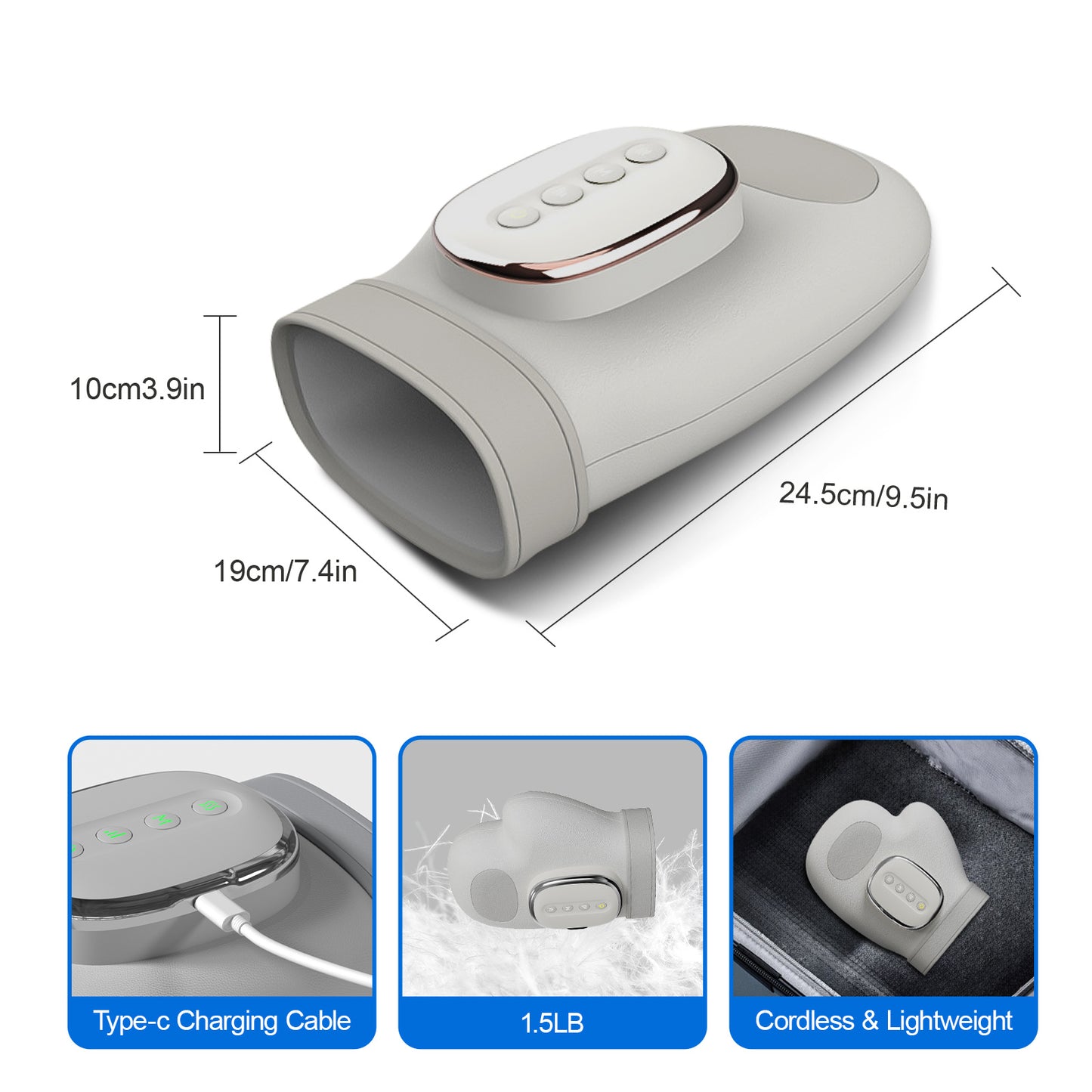 Intelligent Hand Massager 3D Pressure Kneading And Heating Cold Compresses. Full-body Wrapping Massage15-minute Scientific Timing. Low Noise The Ultimate Relaxation Tool For The Office