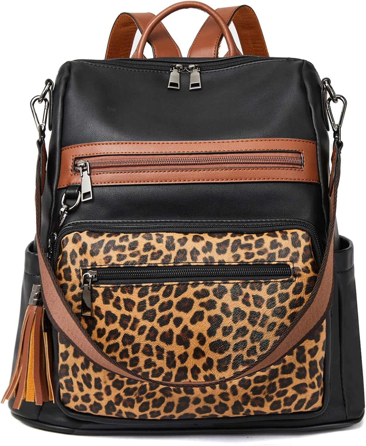 Womens Backpack Purse Vegan Leather Large Travel College Shoulder Bag with Tassel