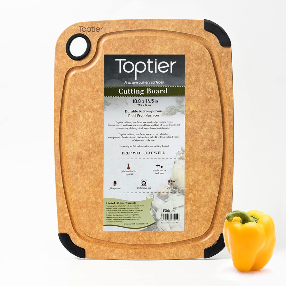 Wood Fiber Cutting Board for Kitchen - Non-Slip, Reversible, Eco-Friendly, Small 11.5 X 9.25-Inch Chopping Board, Natural Slate