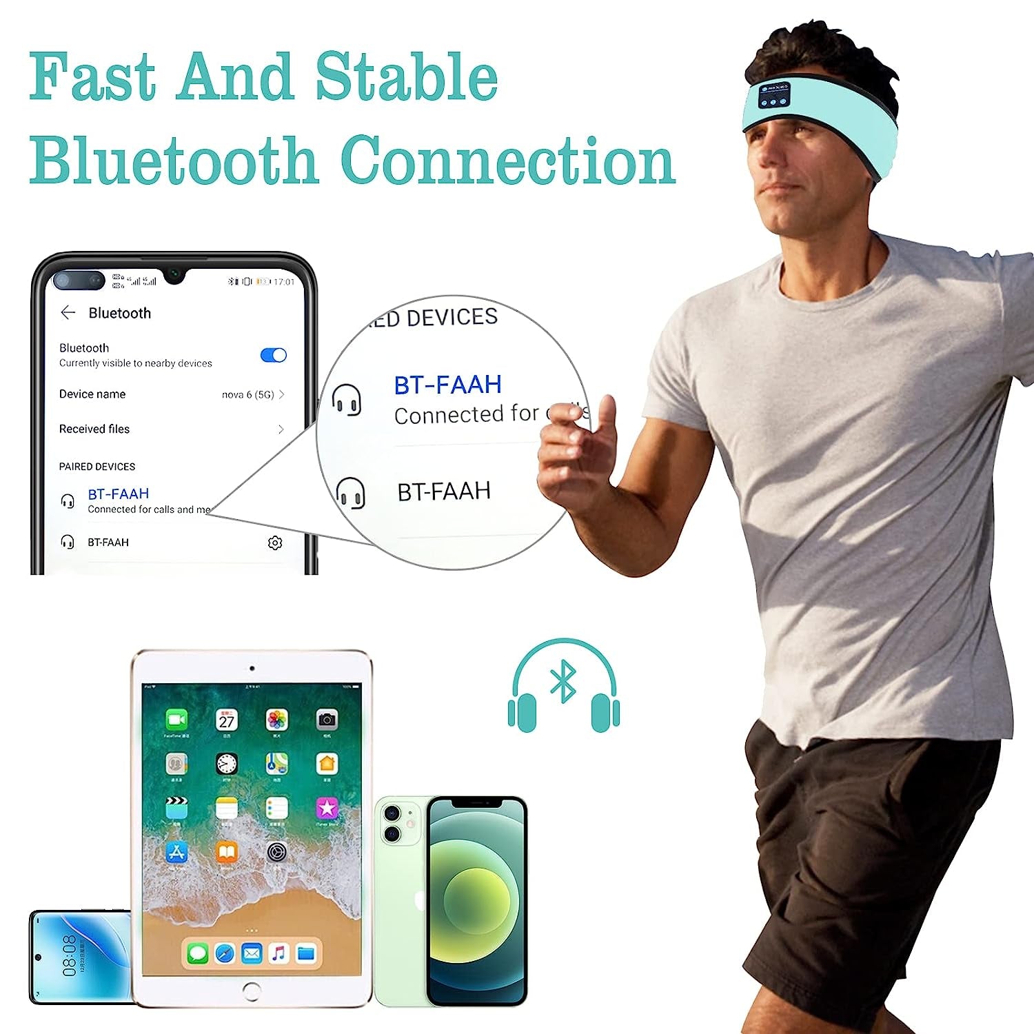 Sleep Headphones Headband – Wireless Bluetooth Music Headband with Ultra-Thin HD Stereo Speakers | Sports Headphones for Running, Yoga, Meditation & Side Sleepers