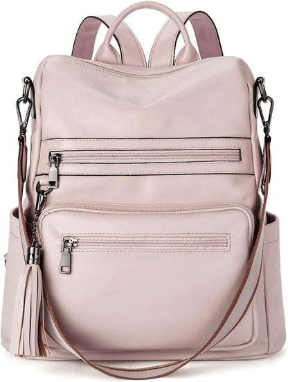 Womens Backpack Purse Vegan Leather Large Travel College Shoulder Bag with Tassel