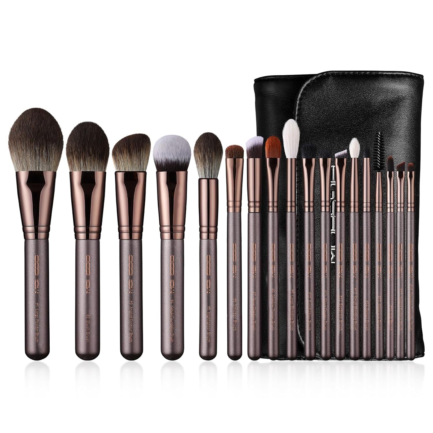 Makeup Brushes 18Pcs Professional Makeup Brush Travel Set with Eco Cylinder 2Cups Holder, Premium Synthetic Foundation Powder Concealer Blush Blending Eye Lip Brush Kit - Cruelty Free