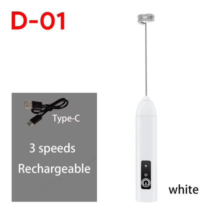 HOT Electric Milk Frother + Egg Beater Wireless Type-C Charging 3 Speeds Mini Handheld Foam Maker Coffee Whisk Cooking Tools