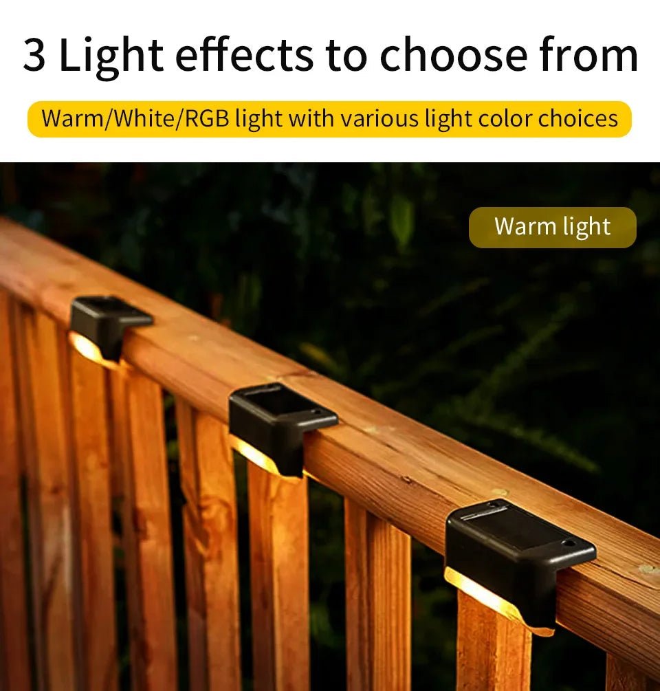 “1 - 8 Pack LED Solar Step Lights – Waterproof Outdoor Fence & Garden Lamps for Stairs, Yard, Patio & Pathway with RGB & Warm Light” - RELUX.STORE