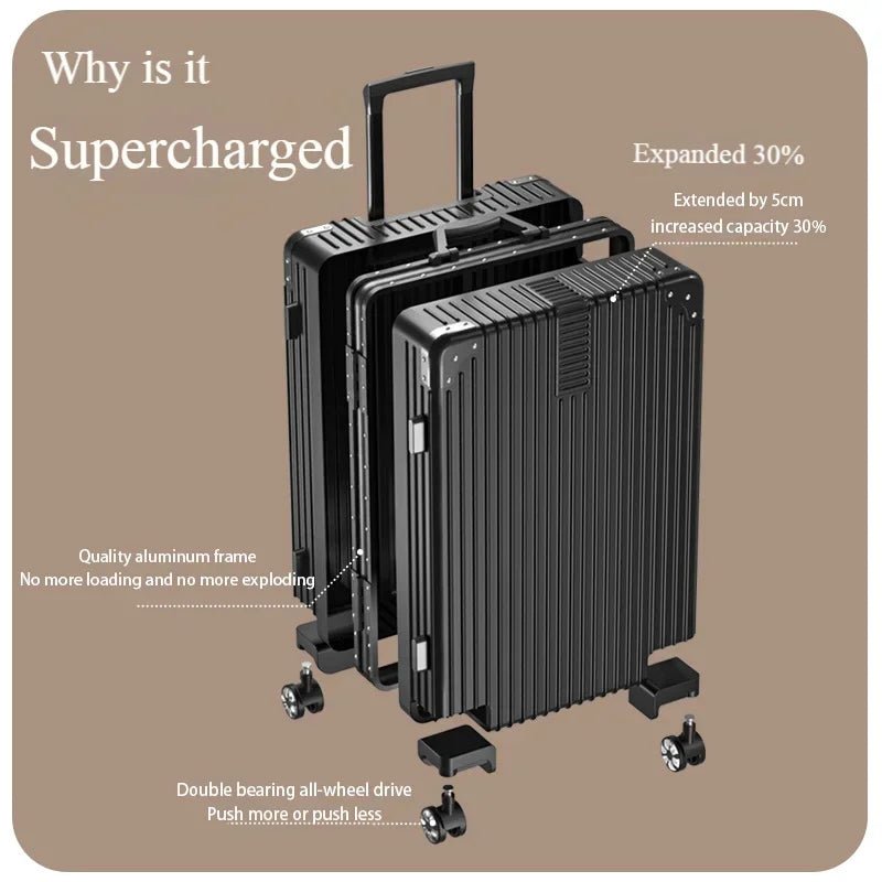 100% Aluminum Magnesium Alloy Travel Luggage Trolley Luggage 20 22 24 26 28 Inch Trolley Luggage Carry - On Luggage With Cup Holde - RELUX.STORE100% Aluminum Magnesium Alloy Travel Luggage Trolley Luggage 20 22 24 26 28 Inch Trolley Luggage Carry - On Luggage With Cup Holde