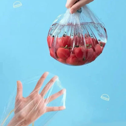 100 Pcs Elastic Food Covers, Disposable Plastic Bowl Lids for Fruit & Vegetable Storage, Freshness Seal Wraps - RELUX.STORE