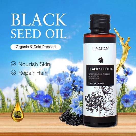 100ml Black Cumin Seed Oil For Hair Growth Thicken Hair Cold Pressed Liquid Nourish Nail Skin Anti - oxidant Body Massage - RELUX.STORE