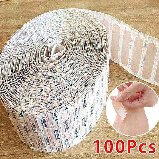 100Pcs Waterproof Breathable Cushion Adhesive Plaster Wound Hemostasis Sticker Band First Aid Medical Gauze - RELUX.STORE