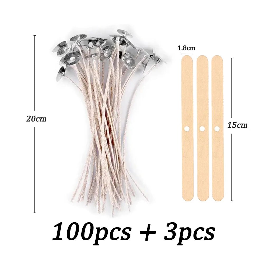 100pcs/bag Pre - Waxed Smokeless Candle Wicks with Holder DIY Cotton Thread Wicks Soy Wax Beewax Candle Wicks Making Accessories - RELUX.STORE