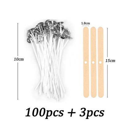 100pcs/bag Pre - Waxed Smokeless Candle Wicks with Holder DIY Cotton Thread Wicks Soy Wax Beewax Candle Wicks Making Accessories - RELUX.STORE