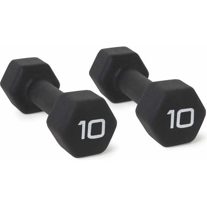 "10lb Pair Neoprene Dumbbells – Non - Slip, Quiet Hand Weights for Home Gym Workouts | Black Coated Fitness Equipment by Relux.Store" - RELUX.STORE