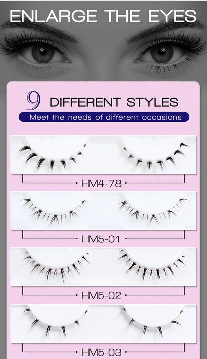 10Pairs Bottom Eyelashes Manga Lower Lashes Clear Band Wispy Small Flame Under Eye Lashes Korean Makeup Cosplay Tools - RELUX.STORE