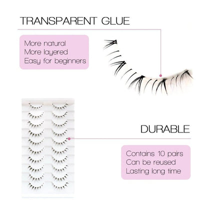 10Pairs Bottom Eyelashes Manga Lower Lashes Clear Band Wispy Small Flame Under Eye Lashes Korean Makeup Cosplay Tools - RELUX.STORE