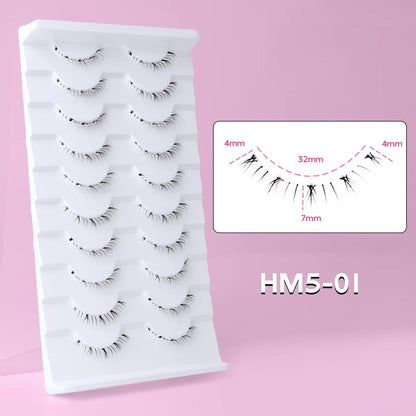 10Pairs Bottom Eyelashes Manga Lower Lashes Clear Band Wispy Small Flame Under Eye Lashes Korean Makeup Cosplay Tools - RELUX.STORE