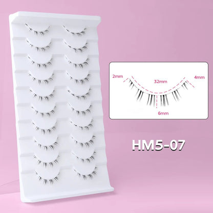 10Pairs Bottom Eyelashes Manga Lower Lashes Clear Band Wispy Small Flame Under Eye Lashes Korean Makeup Cosplay Tools - RELUX.STORE