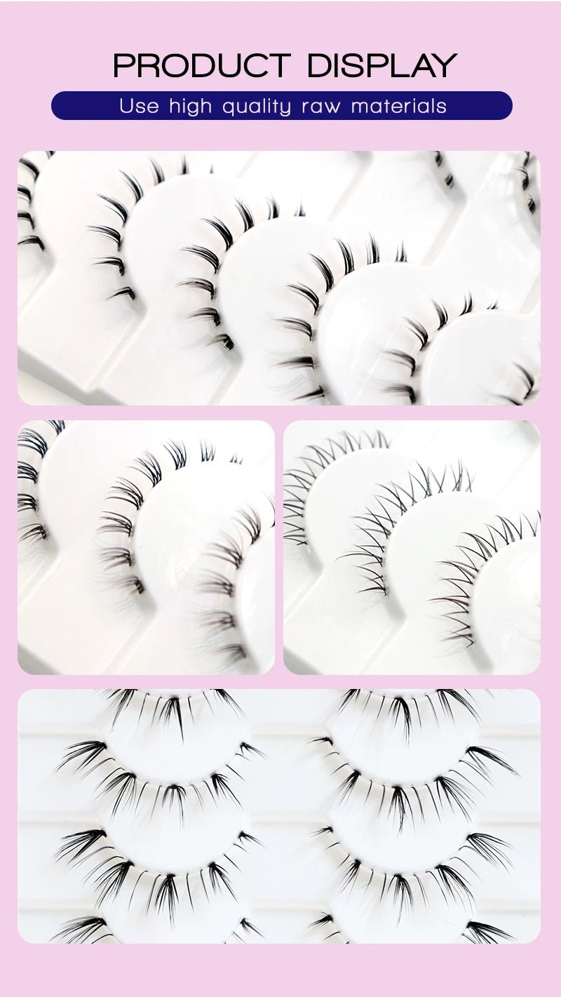 10Pairs Bottom Eyelashes Manga Lower Lashes Clear Band Wispy Small Flame Under Eye Lashes Korean Makeup Cosplay Tools - RELUX.STORE
