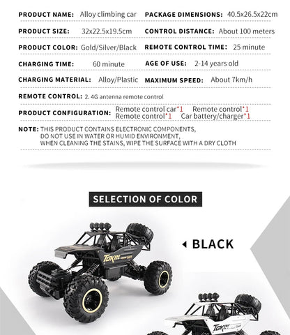 “1:12/1:16 RC Off - Road Truck – Remote Control 4WD Monster Truck with Metal Shell & LED Headlights, All - Terrain Offroad Car Toy for Kids” - RELUX.STORE