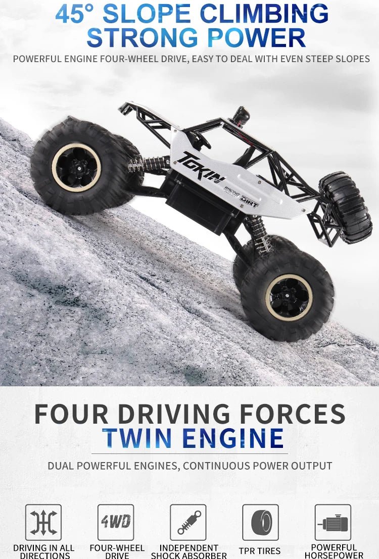 “1:12/1:16 RC Off - Road Truck – Remote Control 4WD Monster Truck with Metal Shell & LED Headlights, All - Terrain Offroad Car Toy for Kids” - RELUX.STORE