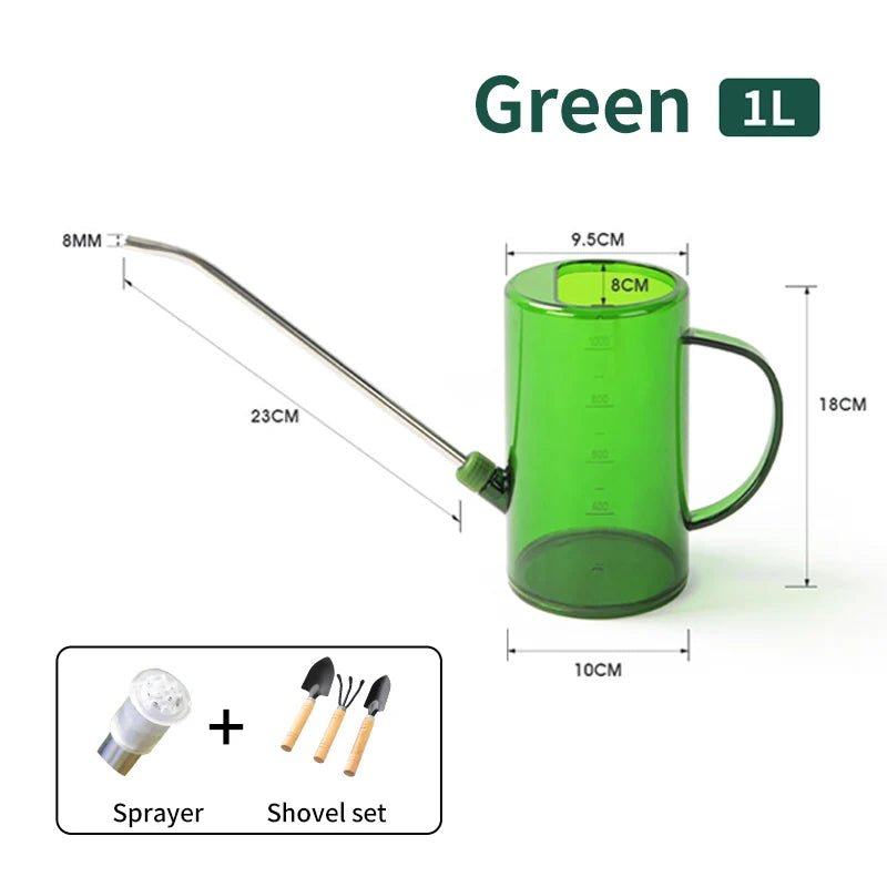 1/1.5l Long Spout Watering Can With Gardening Shovel Set Garden Irrigation Spraying Pot For Indoor Outdoor Plants Flower Office - RELUX.STORE