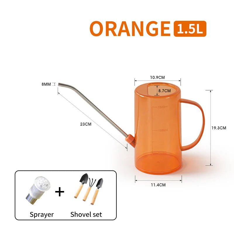 1/1.5l Long Spout Watering Can With Gardening Shovel Set Garden Irrigation Spraying Pot For Indoor Outdoor Plants Flower Office - RELUX.STORE