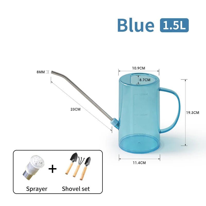 1/1.5l Long Spout Watering Can With Gardening Shovel Set Garden Irrigation Spraying Pot For Indoor Outdoor Plants Flower Office - RELUX.STORE
