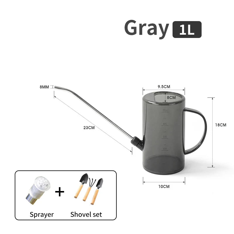 1/1.5l Long Spout Watering Can With Gardening Shovel Set Garden Irrigation Spraying Pot For Indoor Outdoor Plants Flower Office - RELUX.STORE
