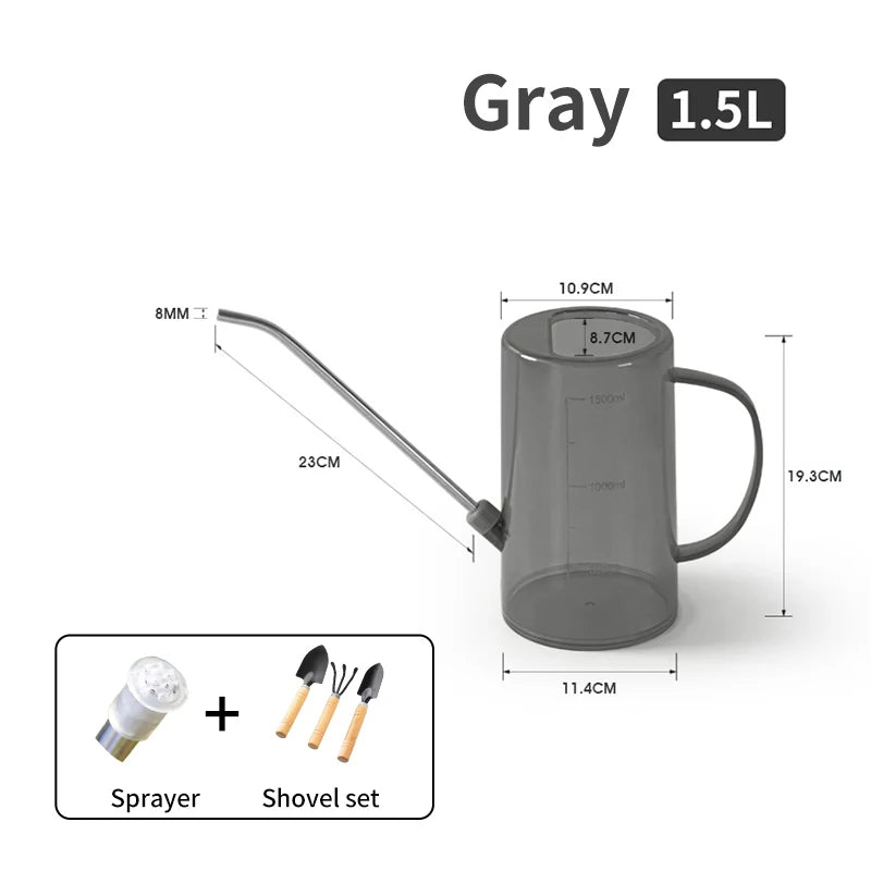 1/1.5l Long Spout Watering Can With Gardening Shovel Set Garden Irrigation Spraying Pot For Indoor Outdoor Plants Flower Office - RELUX.STORE