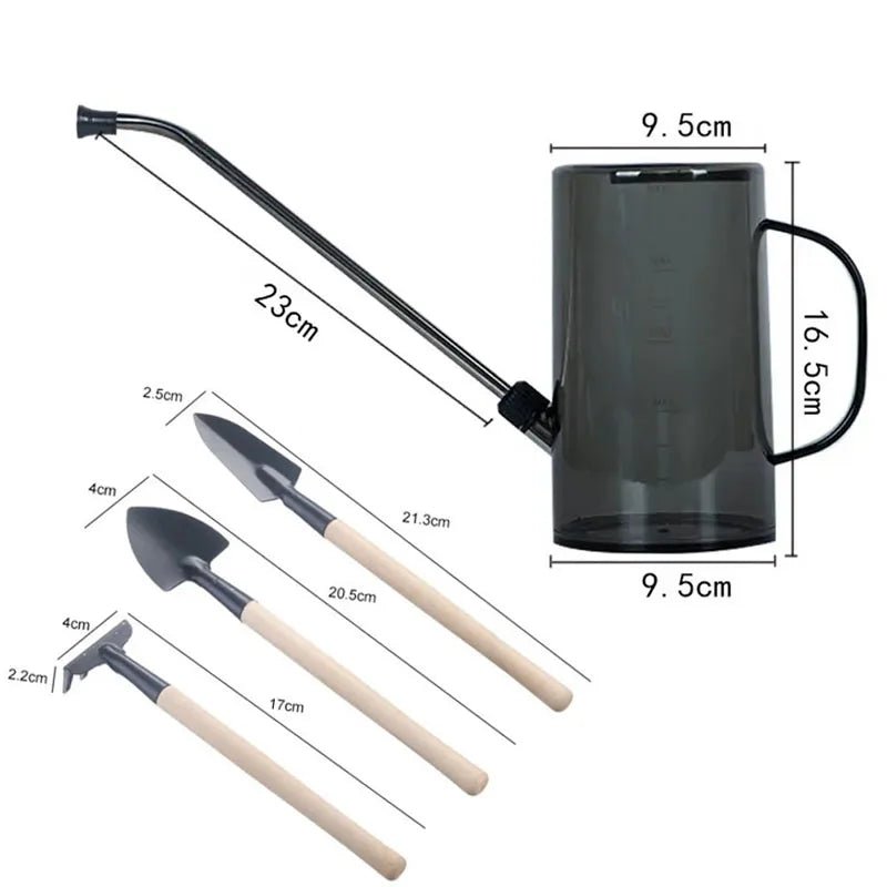 1/1.5l Long Spout Watering Can With Gardening Shovel Set Garden Irrigation Spraying Pot For Indoor Outdoor Plants Flower Office - RELUX.STORE