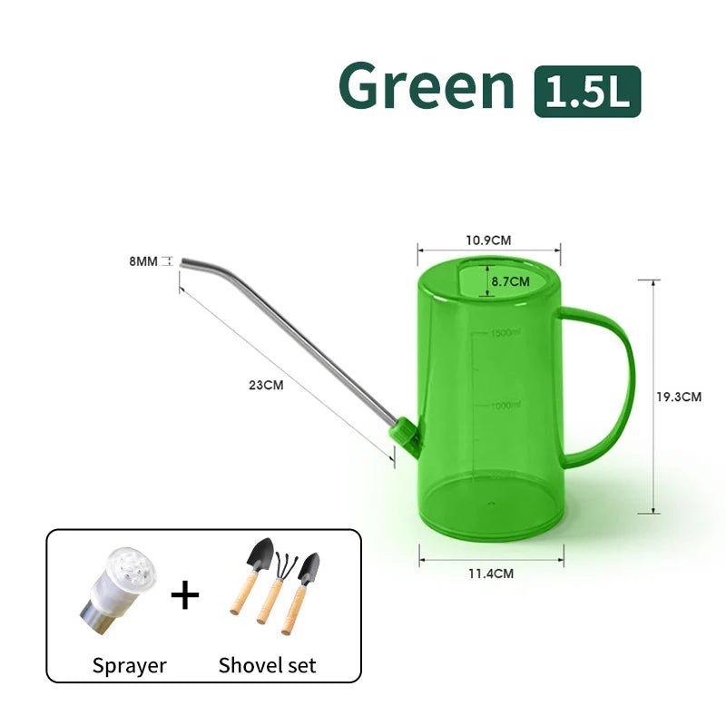 1/1.5l Long Spout Watering Can With Gardening Shovel Set Garden Irrigation Spraying Pot For Indoor Outdoor Plants Flower Office - RELUX.STORE