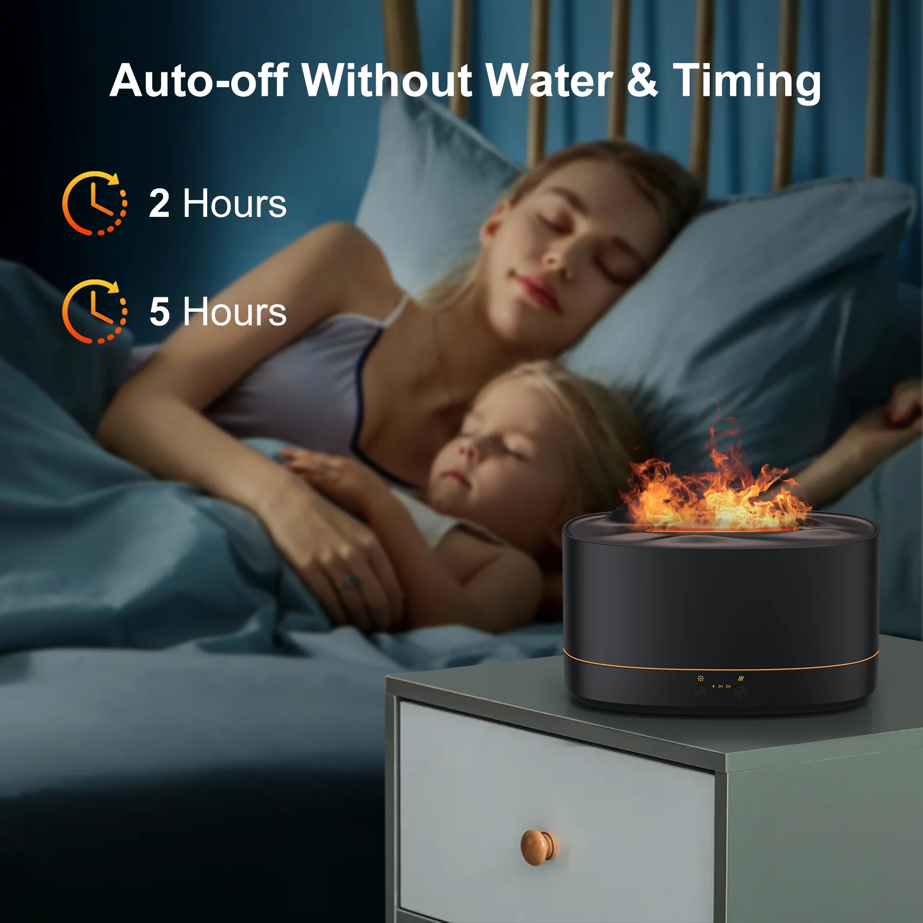 Essential Oil Diffuser & Humidifier – 200ml Flame Aroma Diffuser with 7 Color LED Lights & Timer | Aromatherapy Diffuser for Home, Bedroom & Office (Black)