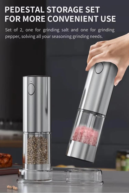 1/2pcs Automatic Pepper Grinder Salt And Pepper Grinder USB Rechargeable Adjustable Coarseness Spice Mill for Kitchen Tool - RELUX.STORE