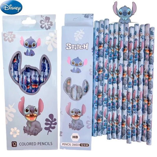 12pcs Disney Stitch Anime Pencil School Supplies Kid Colored pencils School Supplies Pencils Hb Pencils kids Birthday Xmas Gift - RELUX.STORE