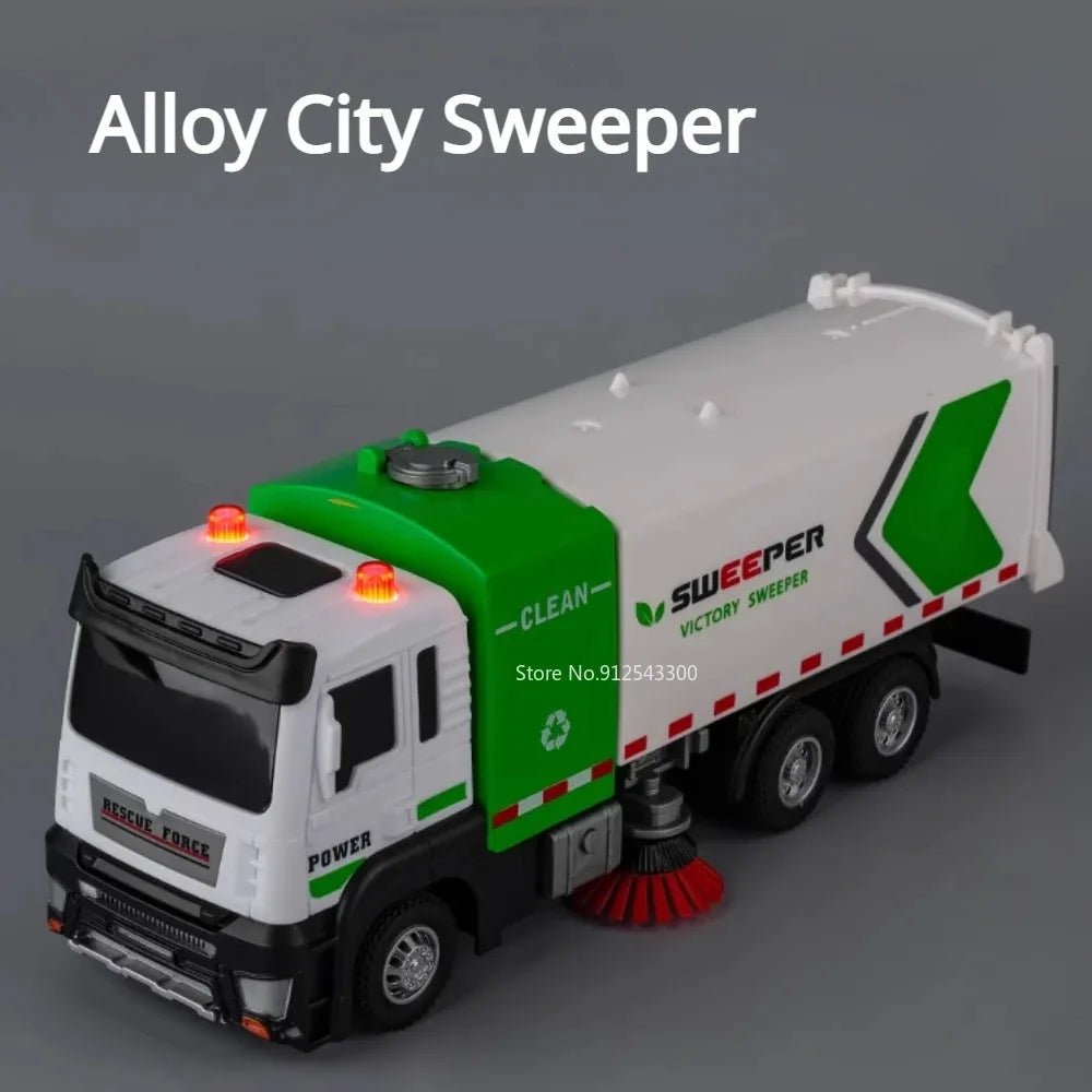 “1:32 Water Spray Fire Truck Model Toy – Pull Back Sound & Light Rescue Vehicle, Open Doors, Sweeper Car Collectible for Kids Gifts” - RELUX.STORE