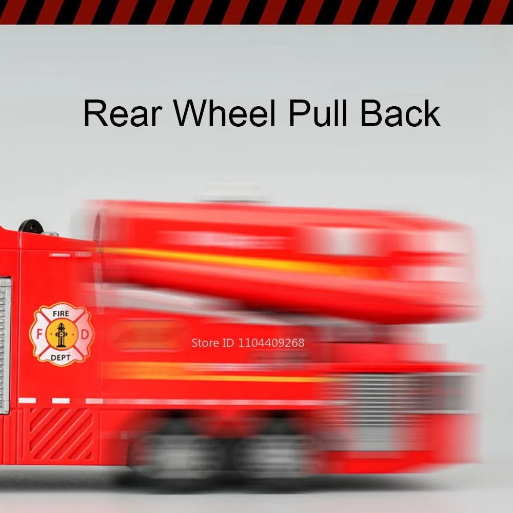 “1:32 Water Spray Fire Truck Model Toy – Pull Back Sound & Light Rescue Vehicle, Open Doors, Sweeper Car Collectible for Kids Gifts” - RELUX.STORE