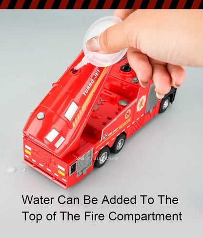“1:32 Water Spray Fire Truck Model Toy – Pull Back Sound & Light Rescue Vehicle, Open Doors, Sweeper Car Collectible for Kids Gifts” - RELUX.STORE