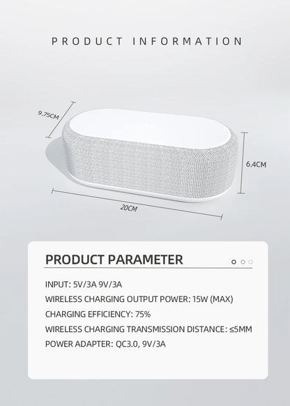 "15W Wireless Charger Alarm Clock with LED Display – Fast Charging Dock Station for iPhone & Samsung, Time, Thermometer & Earphone Stand" - RELUX.STORE