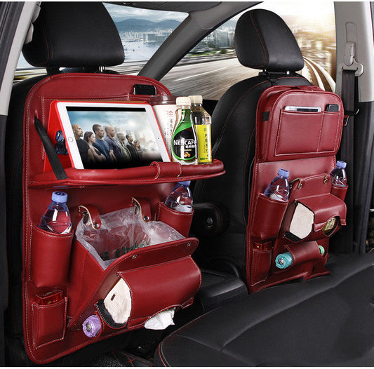 PU Leather Car Storage Bag Multifunction Seat Back Tray Hanging Bag Waterproof Car Organizer Automotive Interior Accessories topwinson