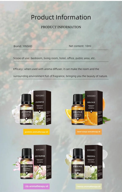 17 Flavors 10ml Essential Oils For Aroma Diffuser AirHumidifier Home Water - soluble Lavender Rose Eucalyptus White Peach Oolong - RELUX.STORE