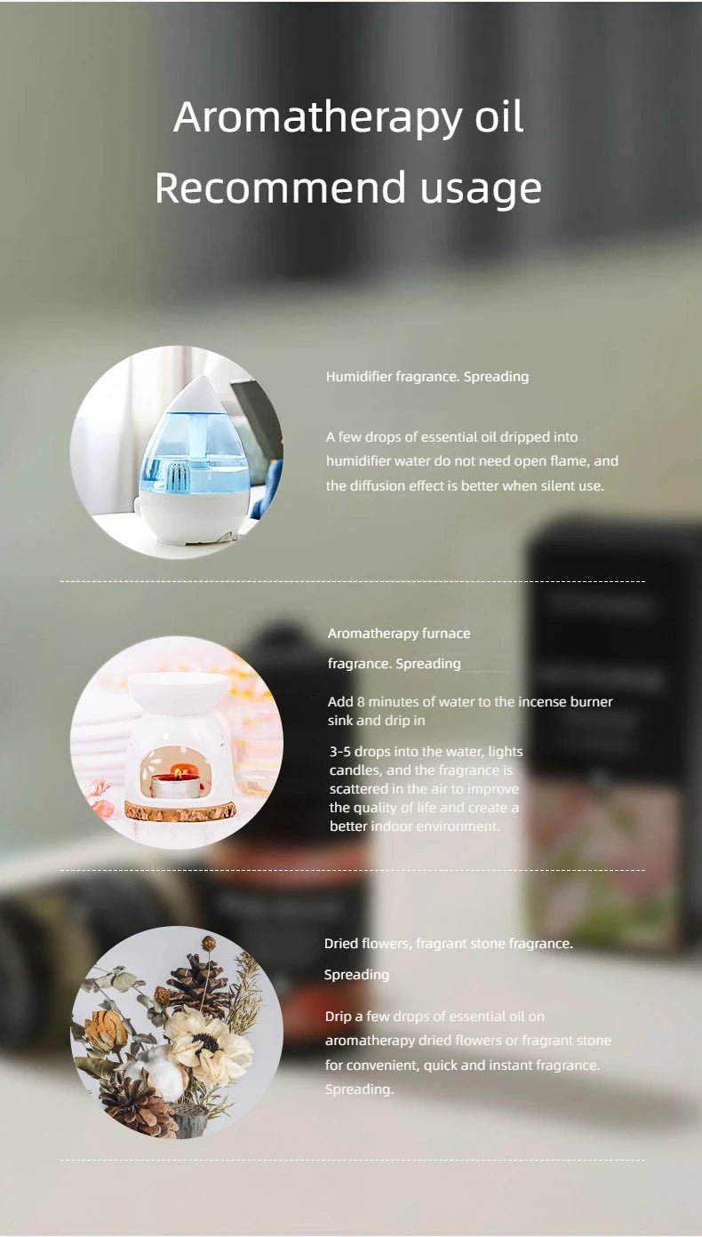 17 Flavors 10ml Essential Oils For Aroma Diffuser AirHumidifier Home Water - soluble Lavender Rose Eucalyptus White Peach Oolong - RELUX.STORE